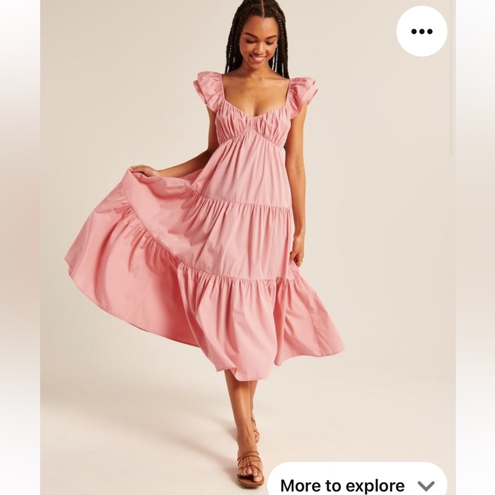 Ruffle Sleeve Poplin Midaxi Dress - Abercrombie - XXS- brand new with tags